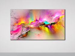Abstract Pink Wall Art Print on Canvas, Pink Oil Painting Print Art, Colorful Large Wall Art, Living Room Decor, Trendy