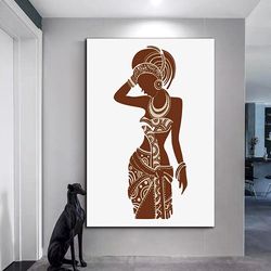 african woman canvas wall art, tribal woman canvas wall art, brown woman canvas wall art