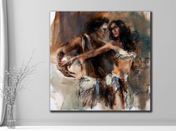 Argentina Tango Art Print on Canvas, Hot Tango, Black Font Woman, Sexy Couple, Woman Art, Dirty Dance, Modern Home, Offi