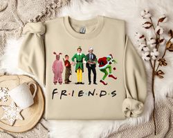 Retro Friends Christmas Pullover Spread Holiday Cheer, Vintage-Inspired Friends Xmas Sweater- Friendsgiving Delight