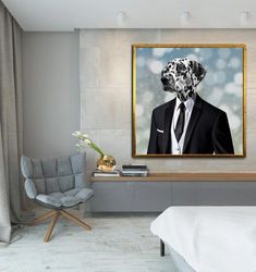 dalmatian dog canvas wall art, dog in suit canvas wall art, handsome dog canvas wall art, cool dog canvas print art