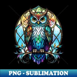 Owl Bird Animal Portrait Stained Glass Wildlife Outdoors Adventure - Unique Sublimation PNG Download - Unleash Your Inner Rebellion