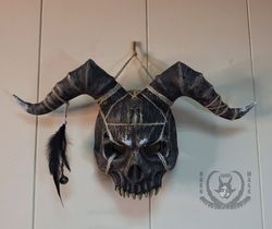 Handmade mask Forest Witch Skull with horns