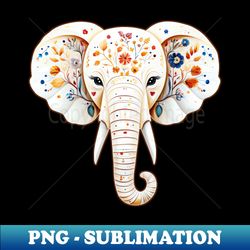 White elephant embellished with a palette of vivid and vibrant flowers - Instant Sublimation Digital Download - Boost Your Success with this Inspirational PNG Download