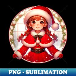 Santa Claus Girl Illustration Funny Christmas Design - Elegant Sublimation PNG Download - Perfect for Personalization