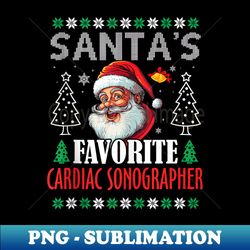Santa's Favorite Cardiac Sonographer Funny Christmas - Vintage Sublimation PNG Download - Stunning Sublimation Graphics