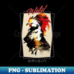 rooster wild nature free spirit art brush painting - exclusive sublimation digital file - perfect for sublimation mastery
