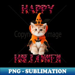 HALLOWEEN KITTY - Vintage Sublimation PNG Download - Enhance Your Apparel with Stunning Detail