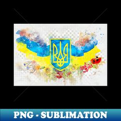 ukraine coat of arms watercolor banner - decorative sublimation png file - perfect for sublimation art