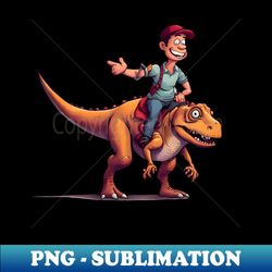 cartoon boy on a dinosaur - Signature Sublimation PNG File - Unleash Your Inner Rebellion
