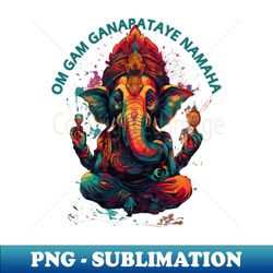 Invoke the Power of Ganesha with Om Gam Ganapataye Namaha - PNG Transparent Digital Download File for Sublimation - Revolutionize Your Designs