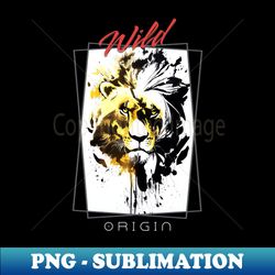 lion wild nature free spirit art brush painting - instant png sublimation download - unleash your inner rebellion
