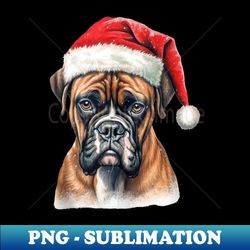 Cute Boxer Santa Hat Fun Image Christmas Boxer Dad Dog Mom - Special Edition Sublimation PNG File - Bold & Eye-catching