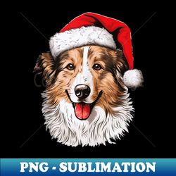 Sheltie Santa Hat Christmas Dog Lovers Mom Dad Xmas - PNG Transparent Sublimation Design - Spice Up Your Sublimation Projects
