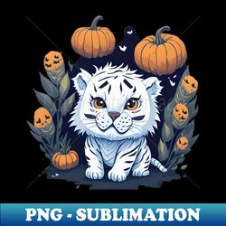 halloween white tiger watercolor illustration sticker - creative sublimation png download - instantly transform your sublimation projects