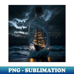 ship in a bottle in wavy ocean - instant sublimation digital download - boost your success with this inspirational png download