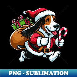 Basset Hound Christmas Funny Dog Santa Claus - Vintage Sublimation PNG Download - Capture Imagination with Every Detail