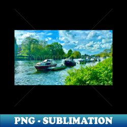 River Boats and Clear Blue Skies - Unique Sublimation PNG Download - Spice Up Your Sublimation Projects