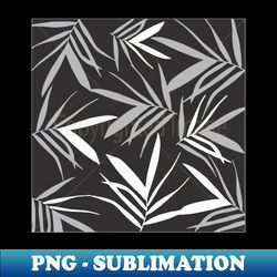 Silver black white Leaves decor - Premium PNG Sublimation File - Enhance Your Apparel with Stunning Detail