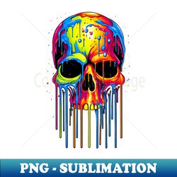 Colorful Skull Rippling with Colorful Painting in the style of Paint Dripping technique - PNG Transparent Sublimation File - Vibrant and Eye-Catching Typography