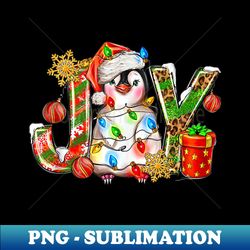 joy christmas penguin santa hat xmas lights family matching - unique sublimation png download - stunning sublimation graphics