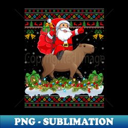 Capybara Xmas Pajamas Ugly Santa Riding Capybara Christmas - Trendy Sublimation Digital Download - Create with Confidence