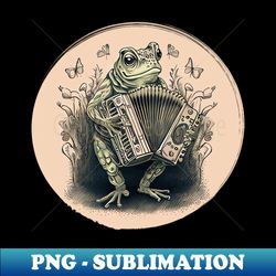 Cottagecore Frog With Accordion - PNG Transparent Sublimation File - Perfect for Creative Projects