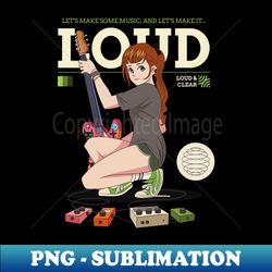 Anime Guitar Pedal Girl - Trendy Sublimation Digital Download - Vibrant and Eye-Catching Typography
