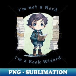 nerd book wizard boy illustration sticker - Sublimation-Ready PNG File - Perfect for Sublimation Art