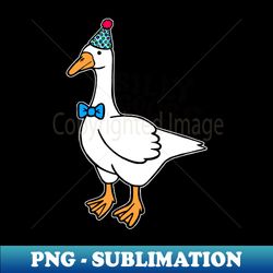 silly goose wearing birthday hat - unique sublimation png download - capture imagination with every detail