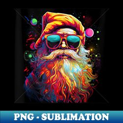Santa Claus in shades with a blue beard, stars behind. - High-Quality PNG Sublimation Download - Fashionable and Fearless