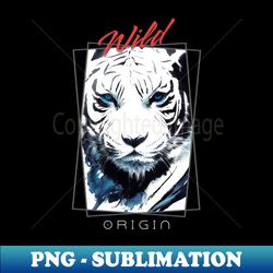 tiger white wild nature free spirit art brush painting - aesthetic sublimation digital file - stunning sublimation graphics