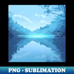 blue landscape nature illustration - digital sublimation download file - defying the norms