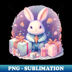 watercolor purple easter bunny gift illustration sticker - Exclusive Sublimation Digital File - Unlock Vibrant Sublimation Designs