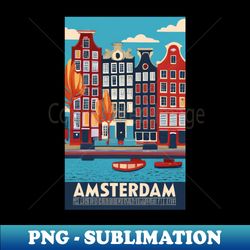 A Vintage Travel Art of Amsterdam - Netherlands - Unique Sublimation PNG Download - Unleash Your Inner Rebellion