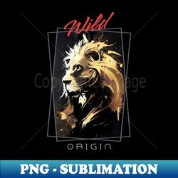 lion wild nature free spirit art brush painting - png transparent sublimation design - enhance your apparel with stunning detail