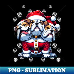 Funny 3 Headed Dog English Bulldog Christmas Santa Hat Xmas - Premium Sublimation Digital Download - Boost Your Success with this Inspirational PNG Download