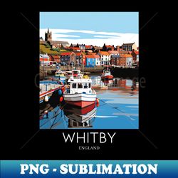A Pop Art Travel Print of Whitby - England - Vintage Sublimation PNG Download - Unleash Your Creativity