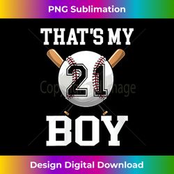 That's My Boy 21 Baseball Player 21st Birthday Mom And Dad V-Neck - Sophisticated PNG Sublimation File - Enhance Your Art with a Dash of Spice