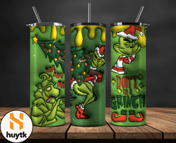 Grinchmas Christmas 3D Inflated Puffy Tumbler Wrap Png, Christmas 3D Tumbler Wrap, Grinchmas Tumbler PNG 136
