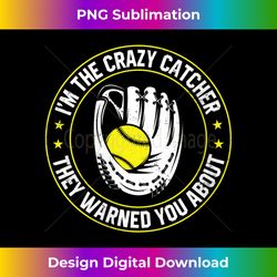 Womens I'm The Crazy Catcher They Warned You About Softbal Baseball V-Neck - Sleek Sublimation PNG Download - Crafted for Sublimation Excellence