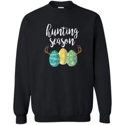 Hunting Season &8211 Cute Bunny Funny Easter Shirt Printed Crewneck Pullover Sweatshirt 8 oz