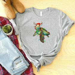 Sea Turtle Christmas Tree Lights Shirt, Merry Christmas Shirt, Women Christmas T-Shirt, Christmas Gift, Christmas Family