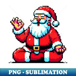 Retro Yoga Santa - 8-Bit Christmas Fitness - Elegant Sublimation PNG Download - Instantly Transform Your Sublimation Projects