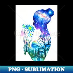 Girl with blue flower - Aesthetic Sublimation Digital File - Unlock Vibrant Sublimation Designs