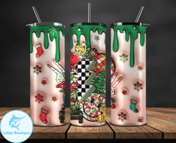 Christmas 20oz Tumbler Wrap PNG, Christmas 3D Inflated Puffy Tumbler Wrap Png, Grinchmas 20oz Png 12