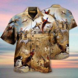 Pheasant Hunting Hawaiian Aloha Shirts v