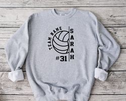 personalized volleyball team name and number sweatshirt, custom volleyball sweatshirt, voleyball team sweatshirt, volley