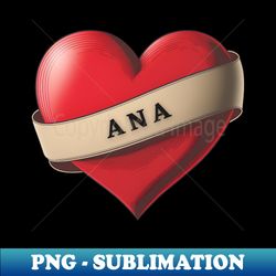 Ana - Lovely Red Heart With a Ribbon - Decorative Sublimation PNG File - Instantly Transform Your Sublimation Projects
