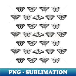 not so real butterflies black-and-white pattern - sublimation-ready png file - capture imagination with every detail